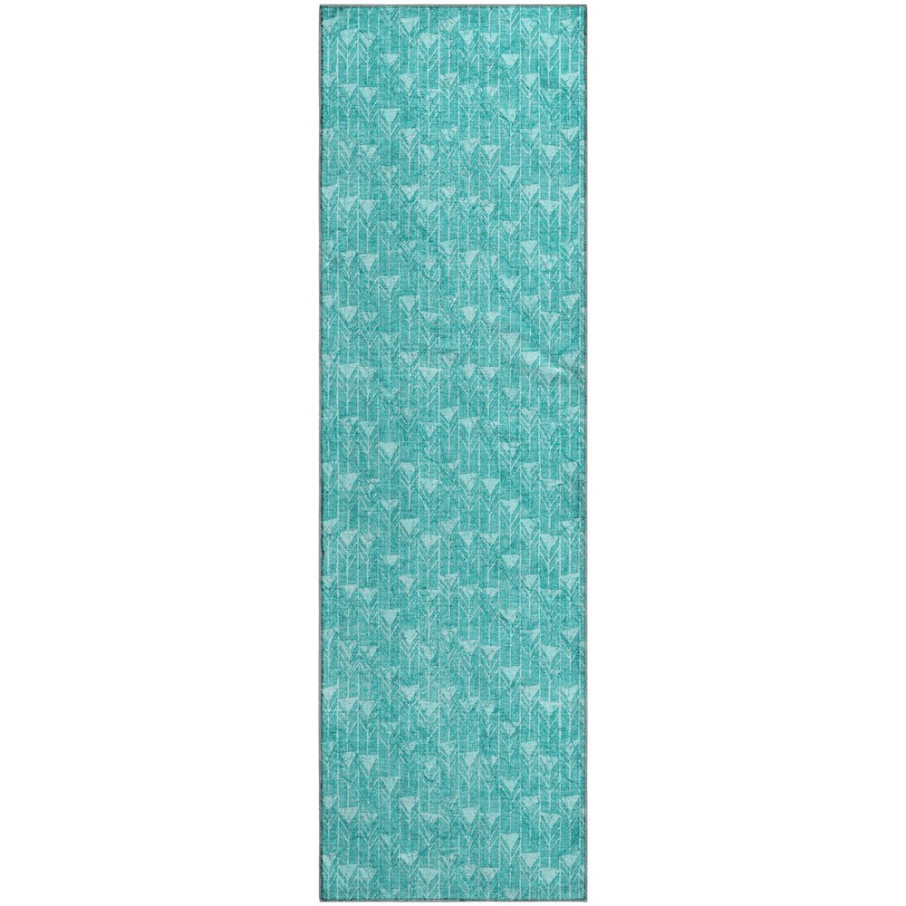 Premium Machine Washable Mayfield  Teal 2'3" x 7'6" Runner Rug. Picture 1