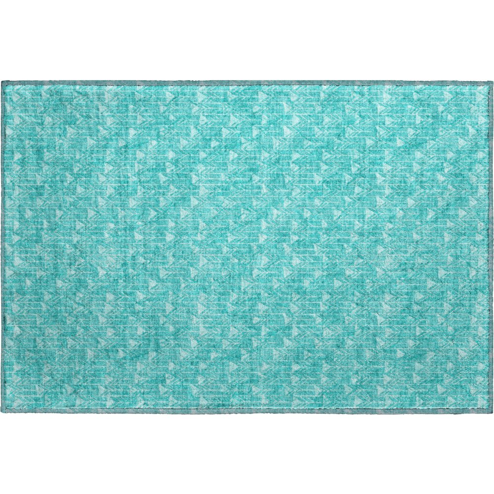 Premium Machine Washable Mayfield  Teal 1'8" x 2'6" Rug. Picture 1