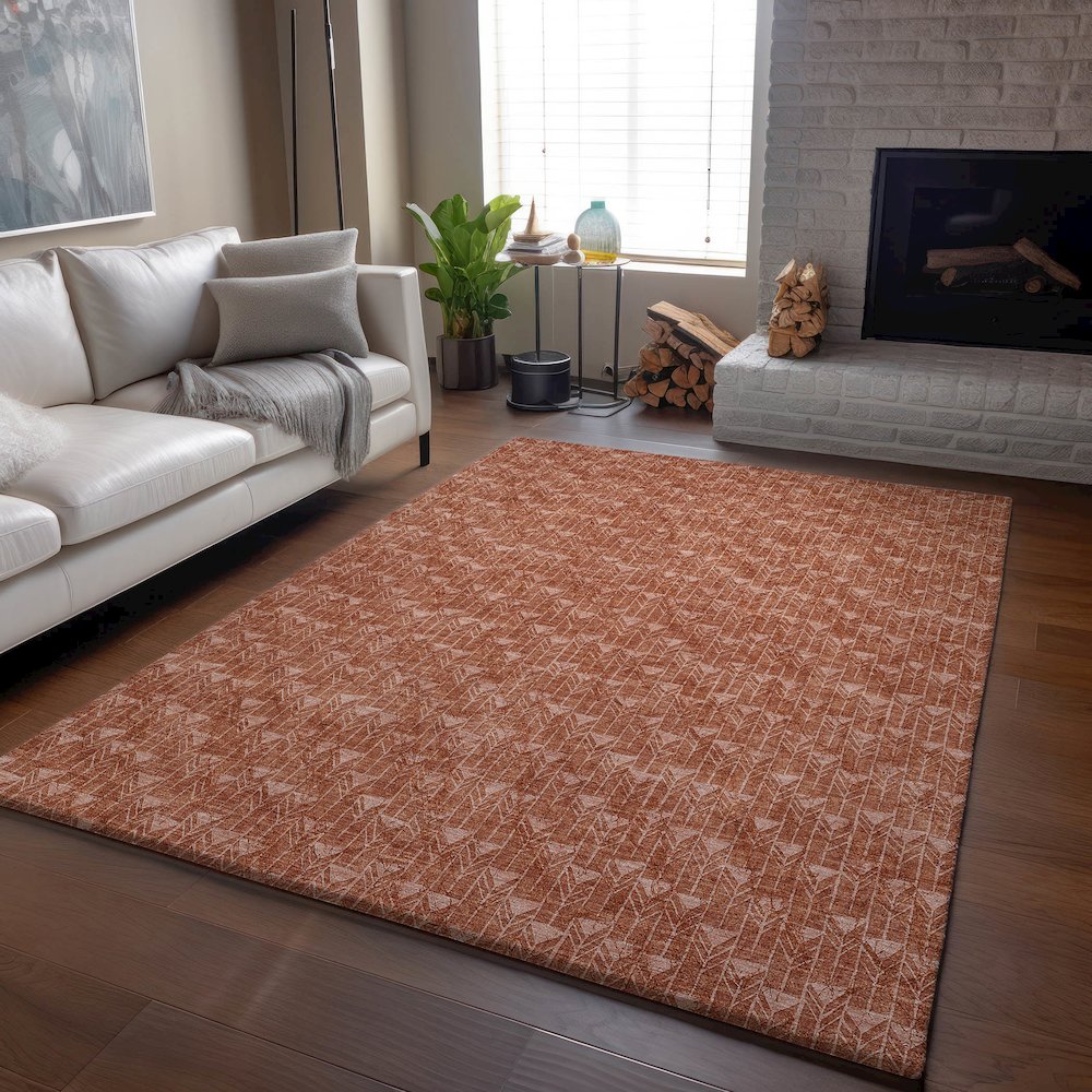 Premium Machine Washable Mayfield  Terracotta 2'6" x 3'10" Rug. Picture 6
