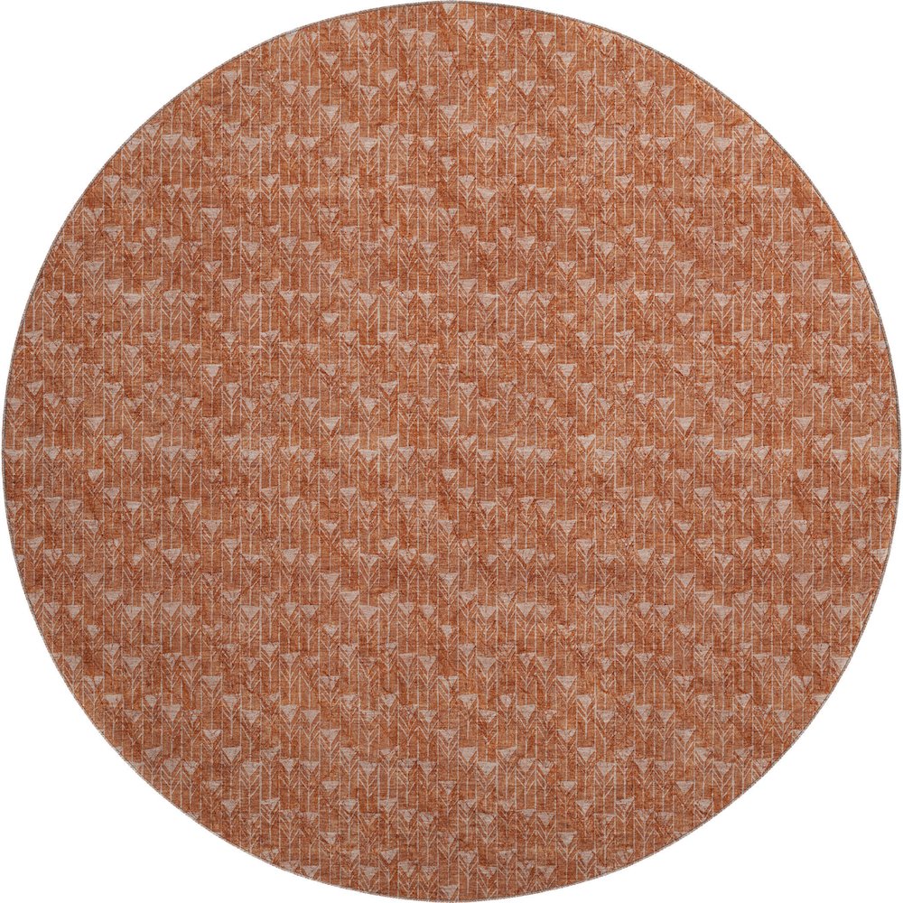 Premium Machine Washable Mayfield  Terracotta 8' x 8' Round Rug. Picture 1