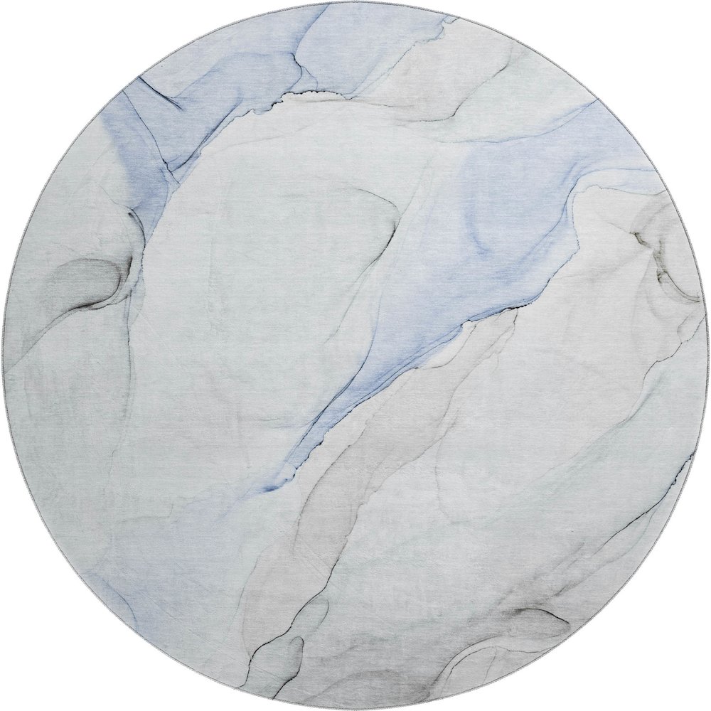 Premium Machine Washable Mayfield  Blue 8' x 8' Round Rug. Picture 1