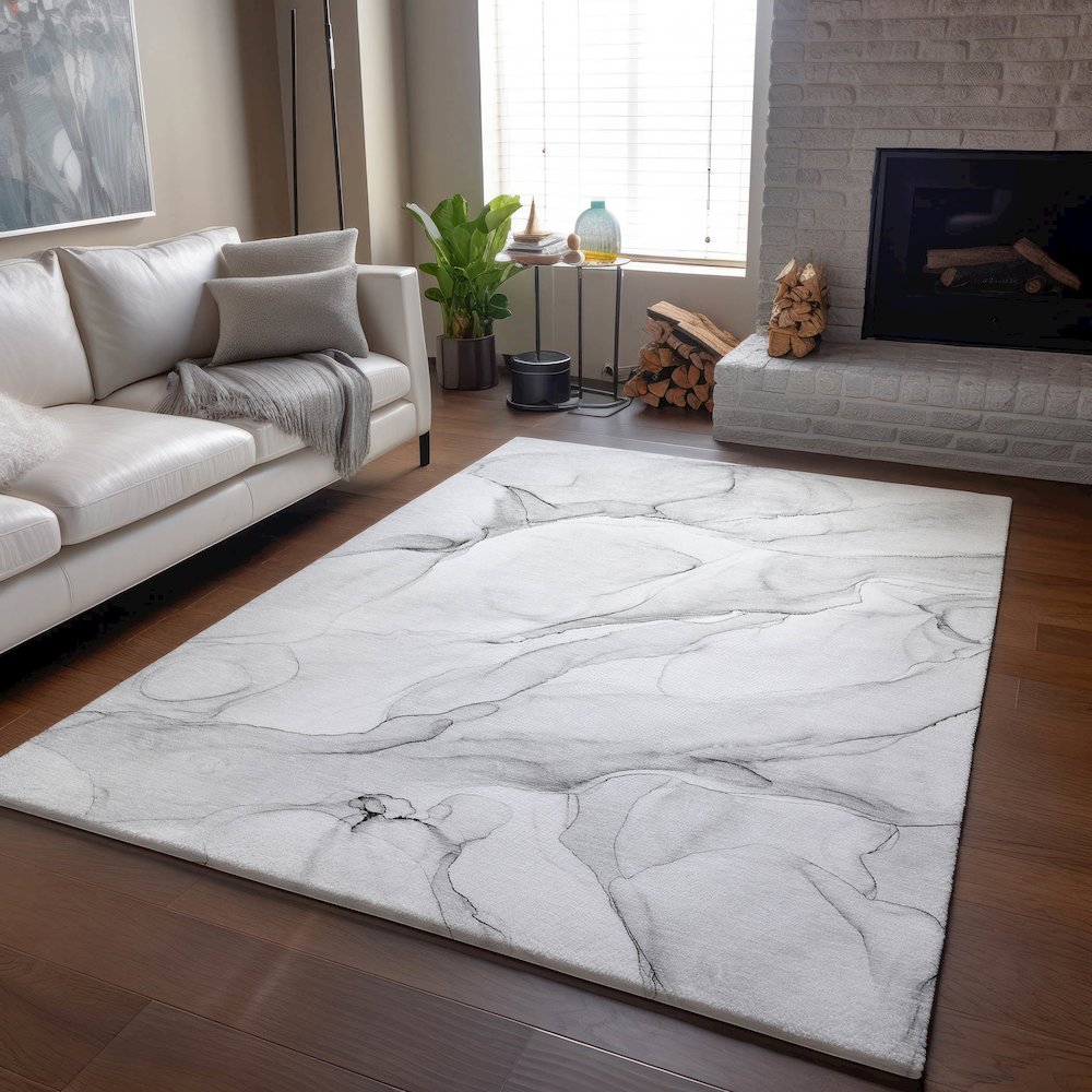 Premium Machine Washable Mayfield  Gray 2'6" x 3'10" Rug. Picture 6