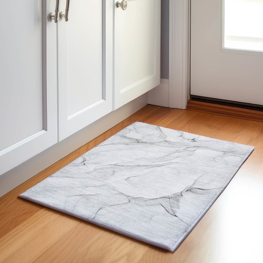 Premium Machine Washable Mayfield  Gray 1'8" x 2'6" Rug. Picture 5