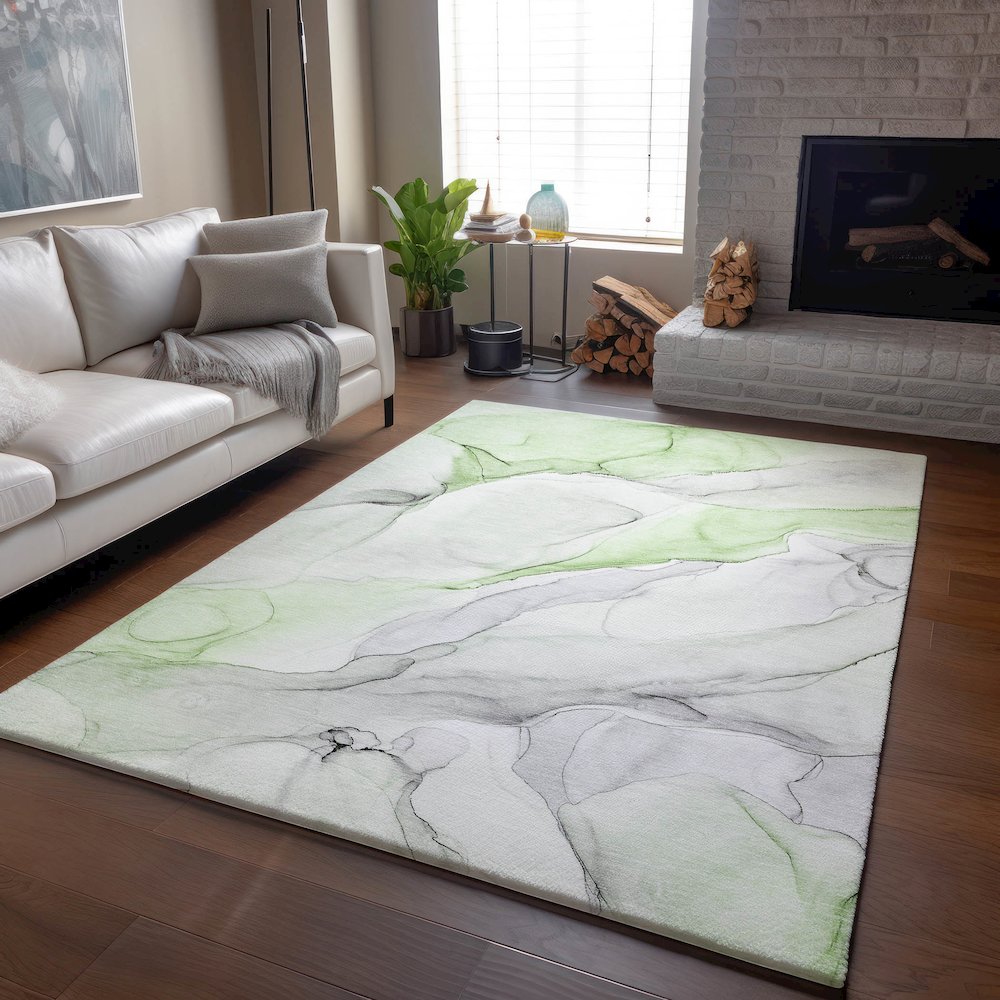 Premium Machine Washable Mayfield  Green 2'6" x 3'10" Rug. Picture 6