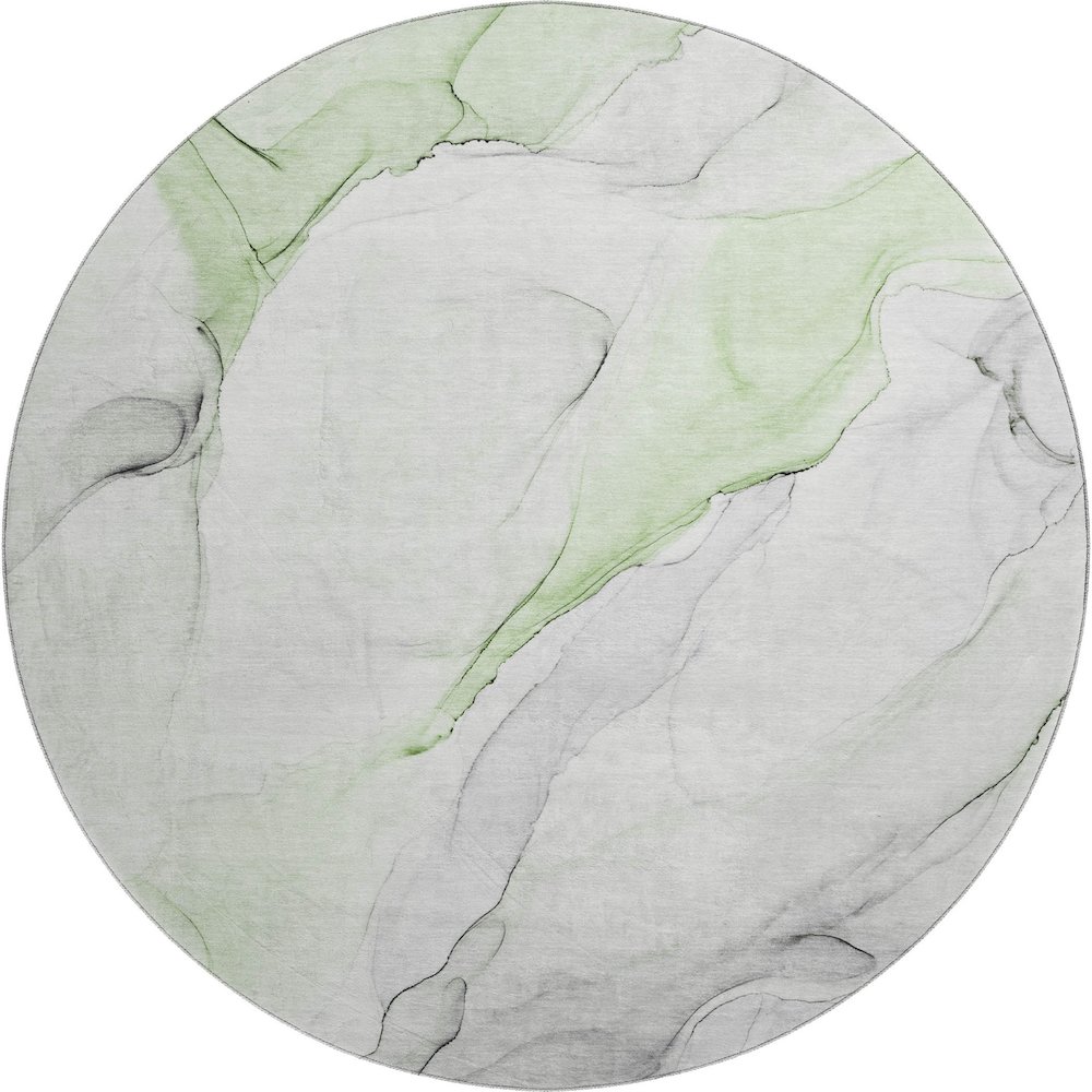 Premium Machine Washable Mayfield  Green 8' x 8' Round Rug. Picture 1