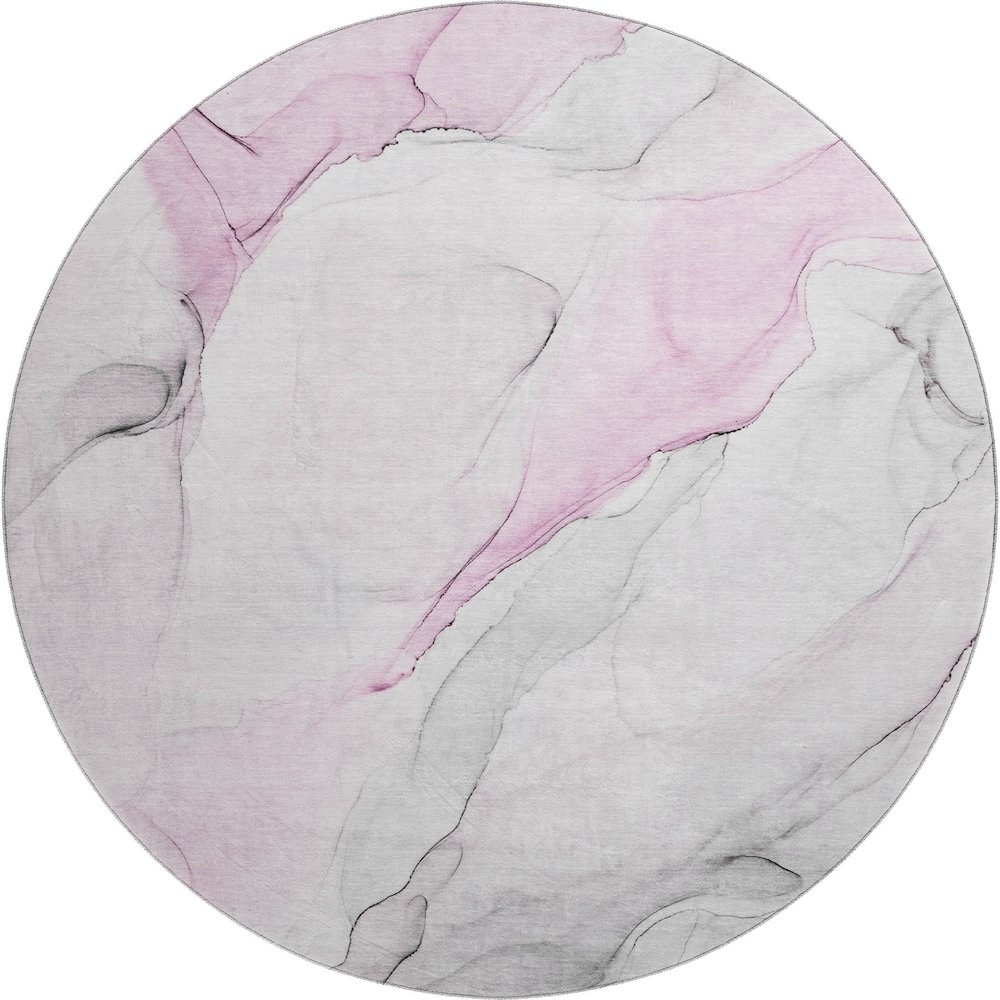 Premium Machine Washable Mayfield  Pink 8' x 8' Round Rug. Picture 1