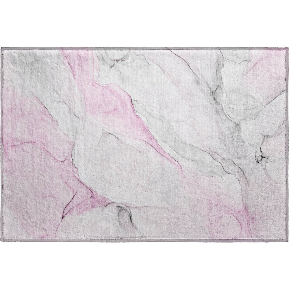 Premium Machine Washable Mayfield  Pink 1'8" x 2'6" Rug. Picture 1