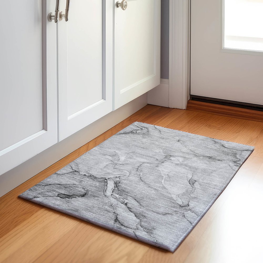 Premium Machine Washable Mayfield  Gray 1'8" x 2'6" Rug. Picture 5