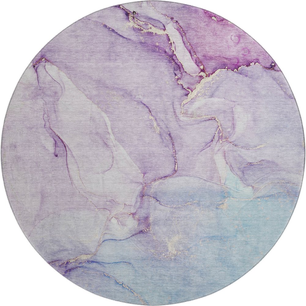 Premium Machine Washable Mayfield  Purple 8' x 8' Round Rug. Picture 1