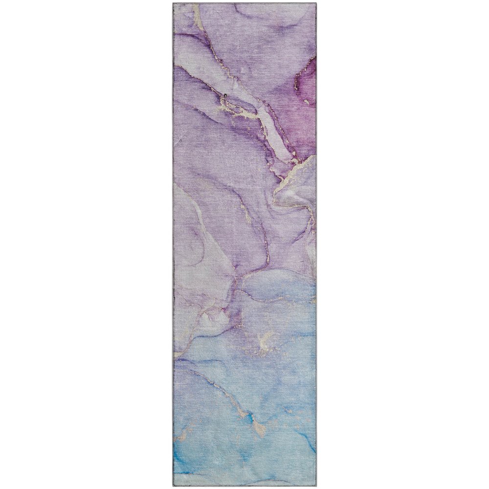 Premium Machine Washable Mayfield  Purple 2'3" x 7'6" Runner Rug. Picture 1