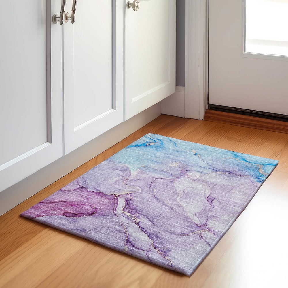 Premium Machine Washable Mayfield  Purple 1'8" x 2'6" Rug. Picture 5