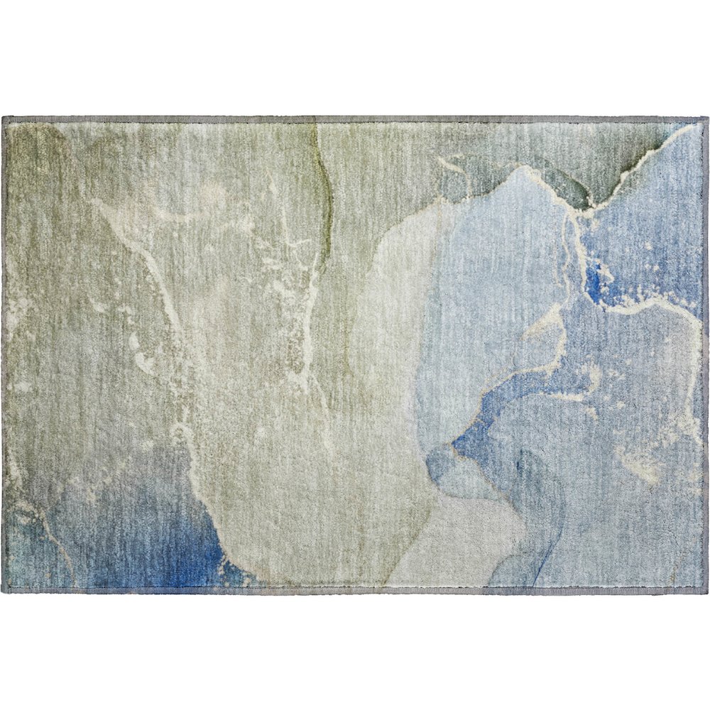 Premium Machine Washable Mayfield  Blue 1'8" x 2'6" Rug. Picture 1