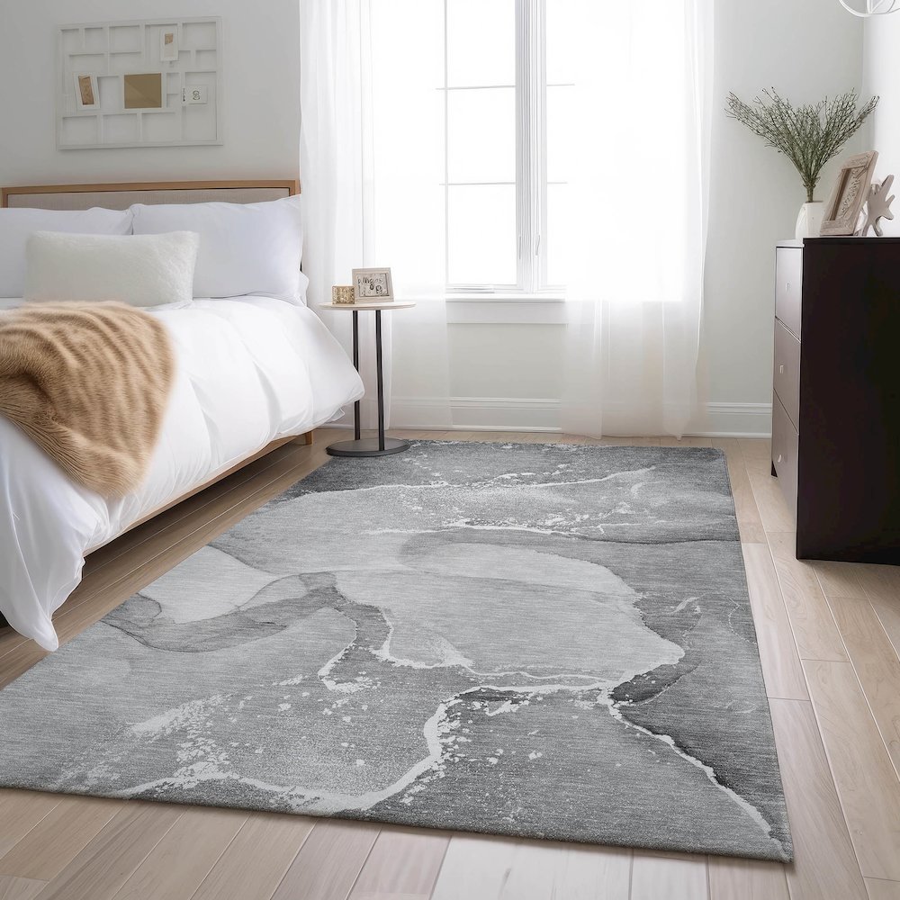 Premium Machine Washable Mayfield  Gray 2'6" x 3'10" Rug. Picture 5