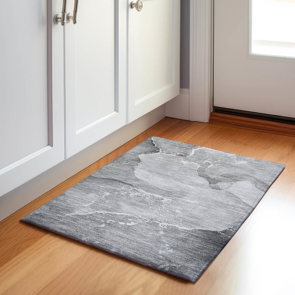 Premium Machine Washable Mayfield  Gray 1'8" x 2'6" Rug. Picture 5