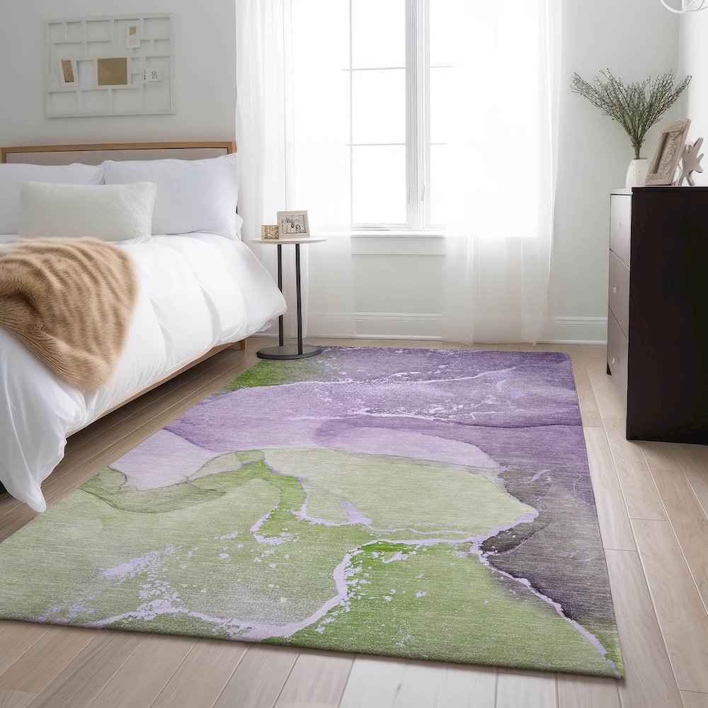 Premium Machine Washable Mayfield  Purple 2'6" x 3'10" Rug. Picture 5