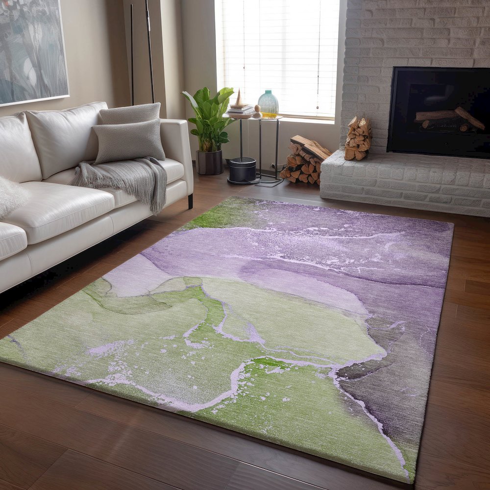 Premium Machine Washable Mayfield  Purple 2'6" x 3'10" Rug. Picture 6