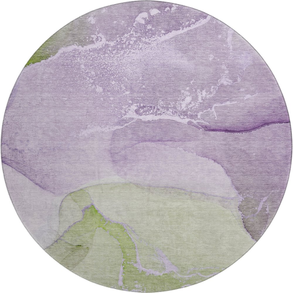 Premium Machine Washable Mayfield  Purple 8' x 8' Round Rug. Picture 1