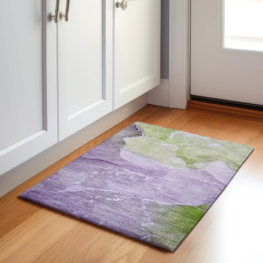 Premium Machine Washable Mayfield  Purple 1'8" x 2'6" Rug. Picture 5