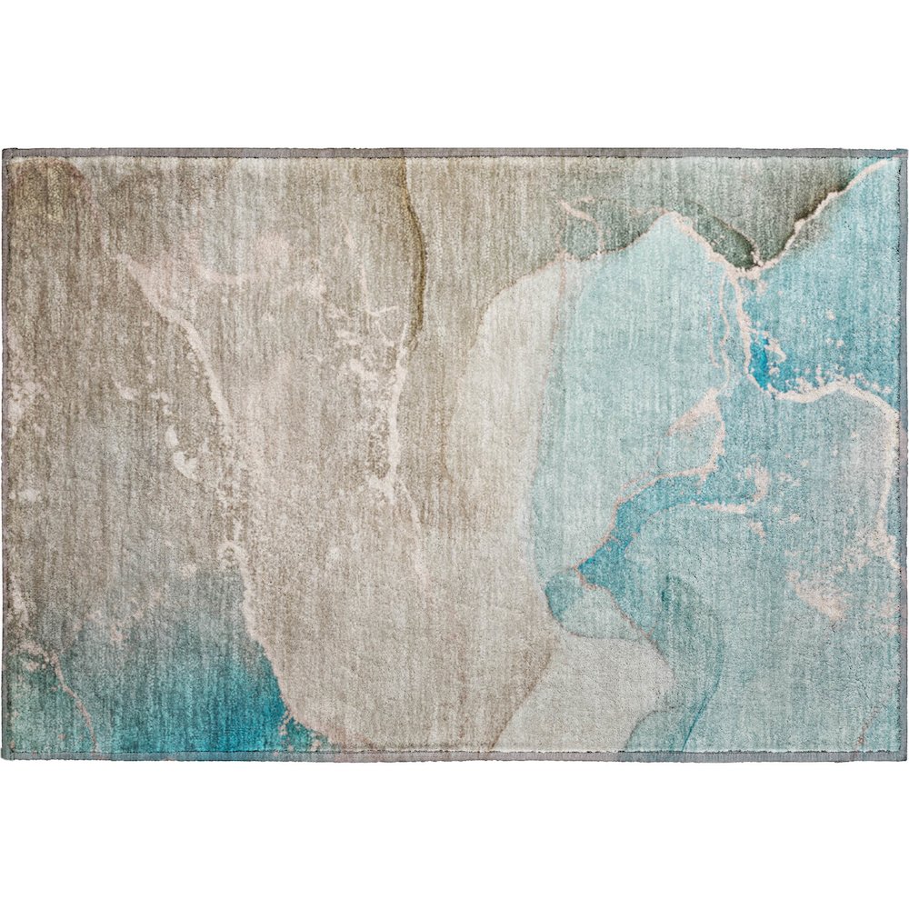 Premium Machine Washable Mayfield  Teal 1'8" x 2'6" Rug. Picture 1