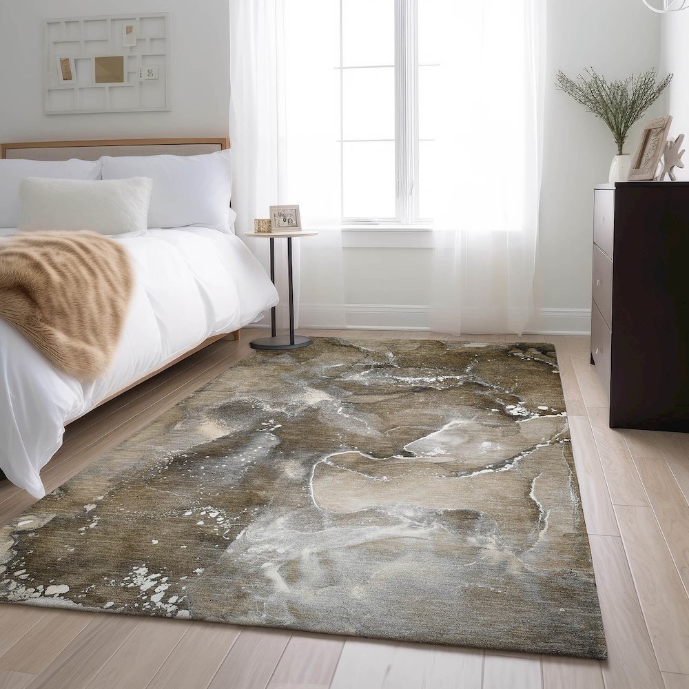 Premium Machine Washable Mayfield  Brown 2'6" x 3'10" Rug. Picture 5