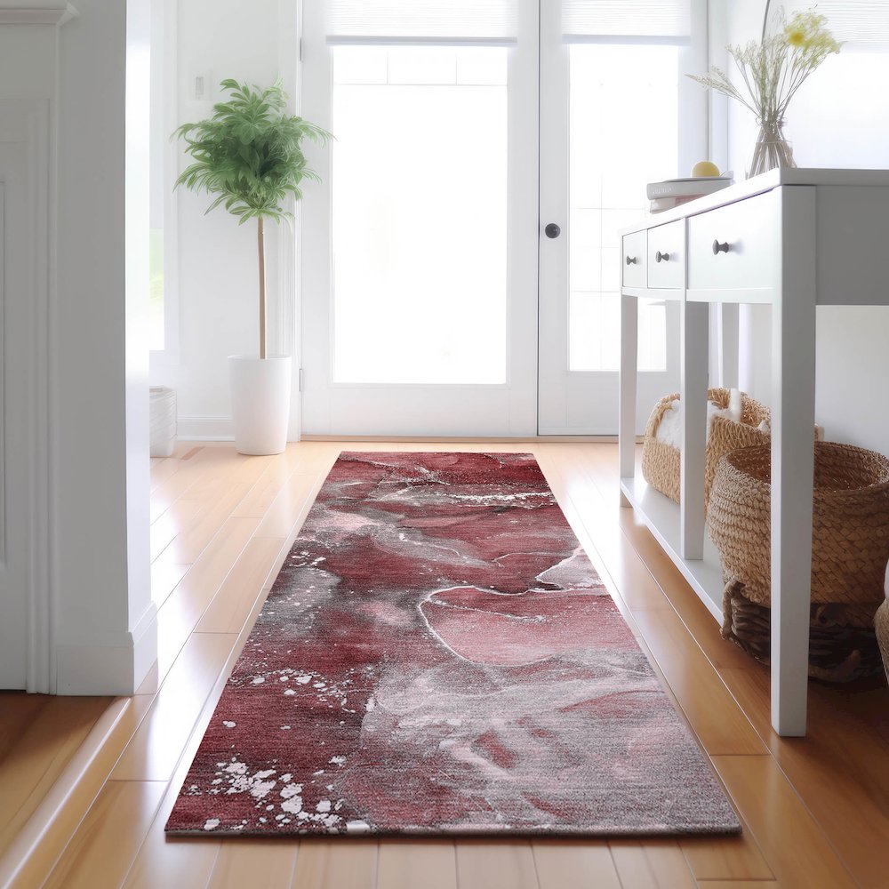 Premium Machine Washable Mayfield  Merlot 2'3" x 7'6" Runner Rug. Picture 5