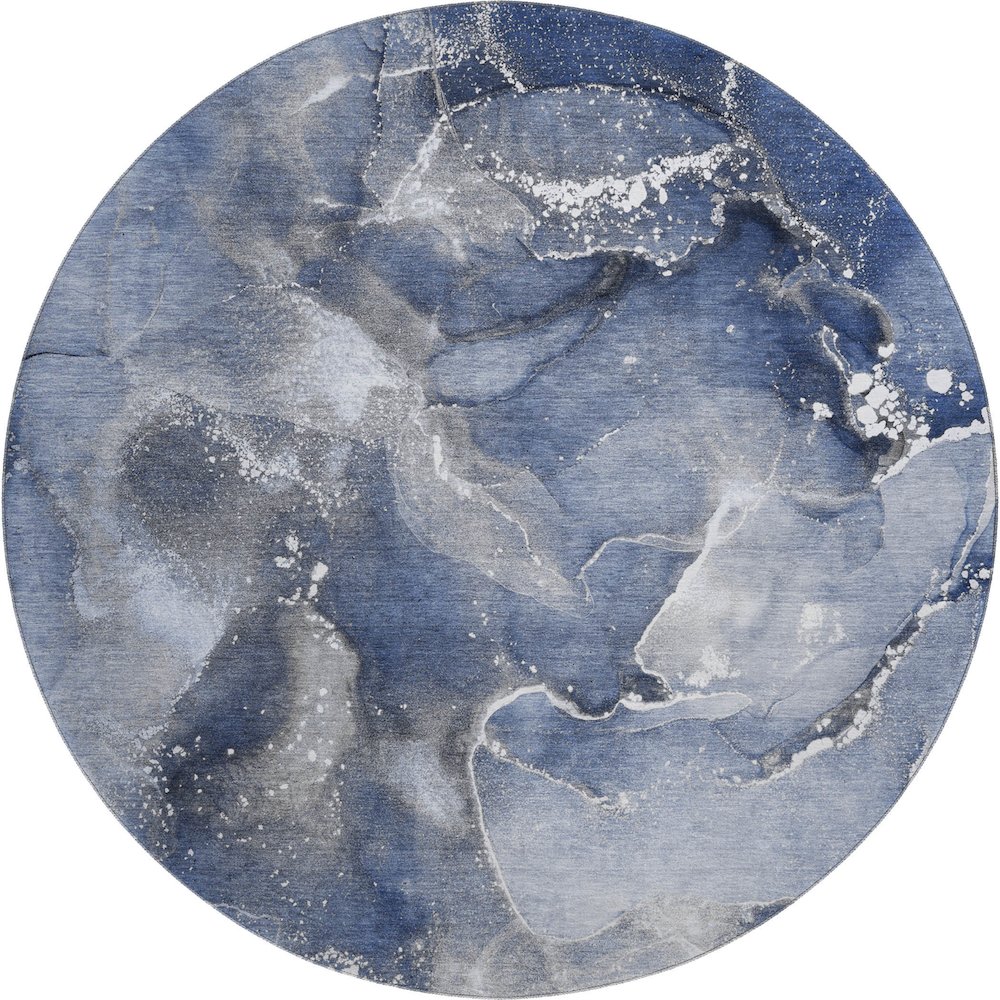 Premium Machine Washable Mayfield  Navy 8' x 8' Round Rug. Picture 1