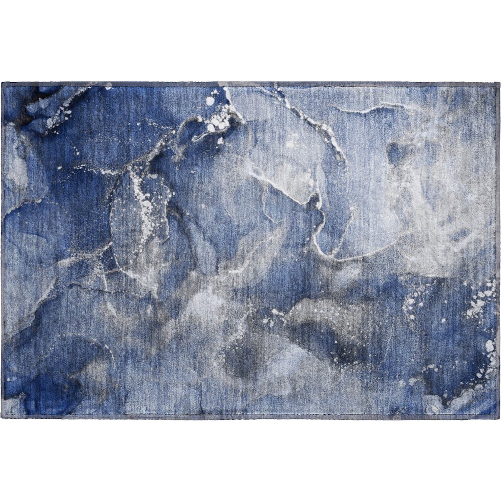 Premium Machine Washable Mayfield  Navy 1'8" x 2'6" Rug. Picture 1