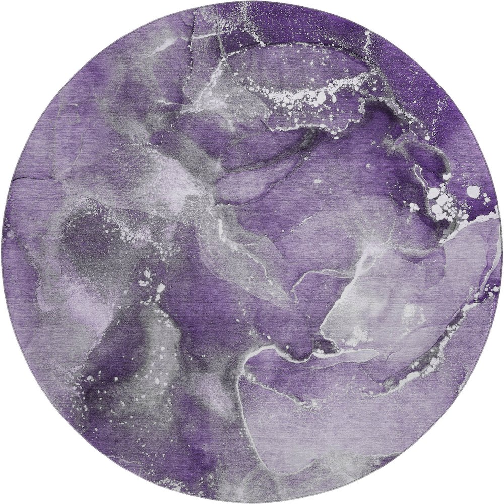 Premium Machine Washable Mayfield  Purple 8' x 8' Round Rug. Picture 1