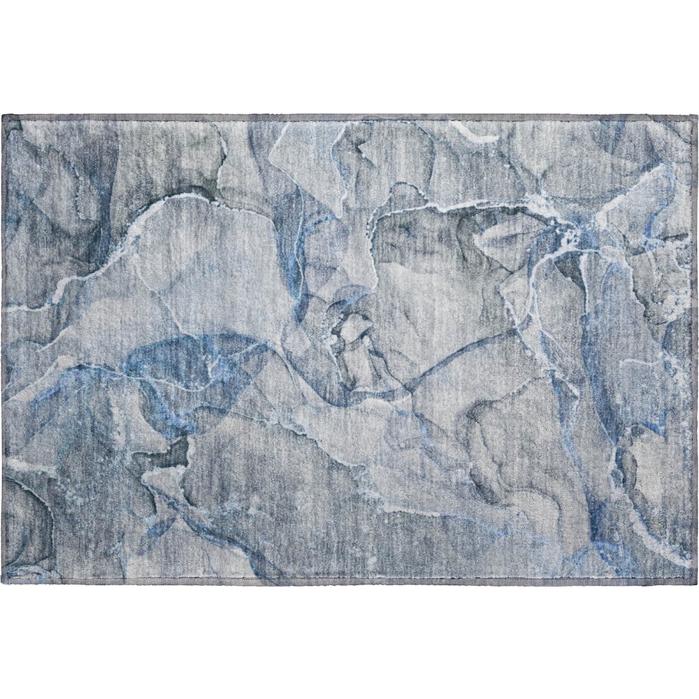 Premium Machine Washable Mayfield  Blue 1'8" x 2'6" Rug. Picture 1