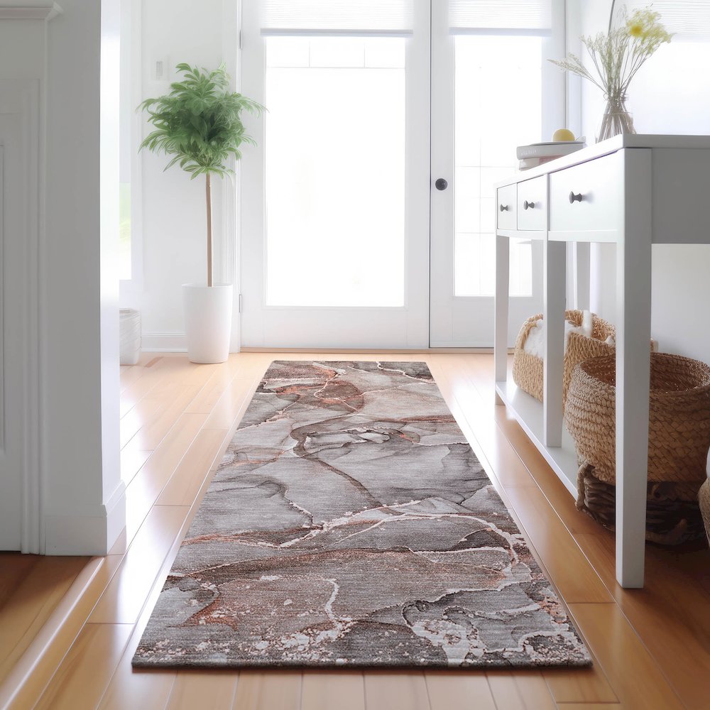 Premium Machine Washable Mayfield  Gray 2'3" x 7'6" Runner Rug. Picture 5