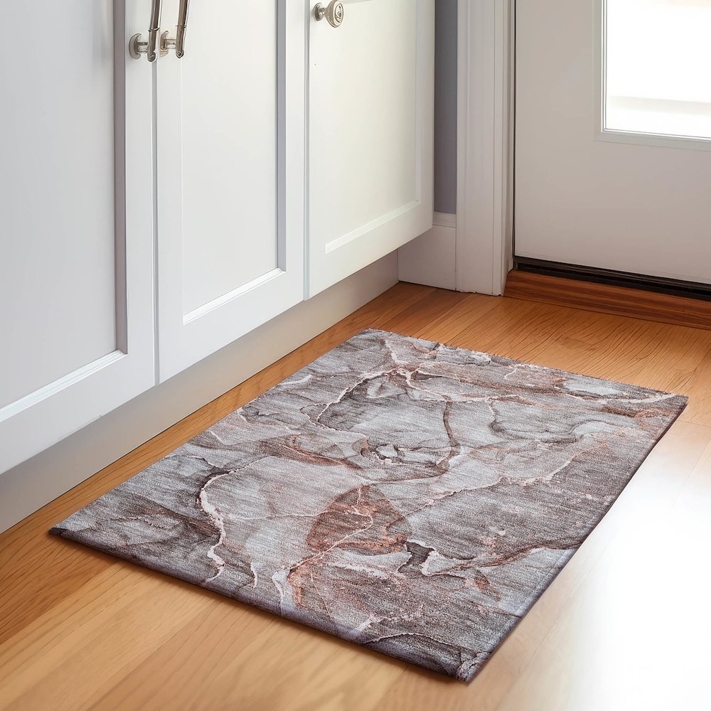 Premium Machine Washable Mayfield  Gray 1'8" x 2'6" Rug. Picture 5