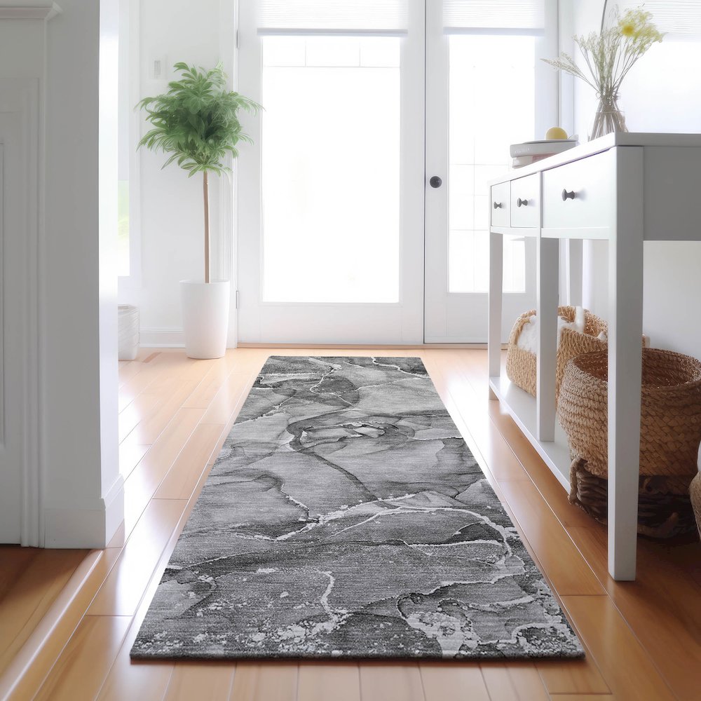 Premium Machine Washable Mayfield  Pewter 2'3" x 7'6" Runner Rug. Picture 5