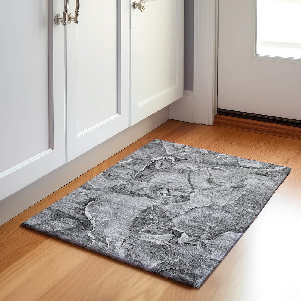 Premium Machine Washable Mayfield  Pewter 1'8" x 2'6" Rug. Picture 5