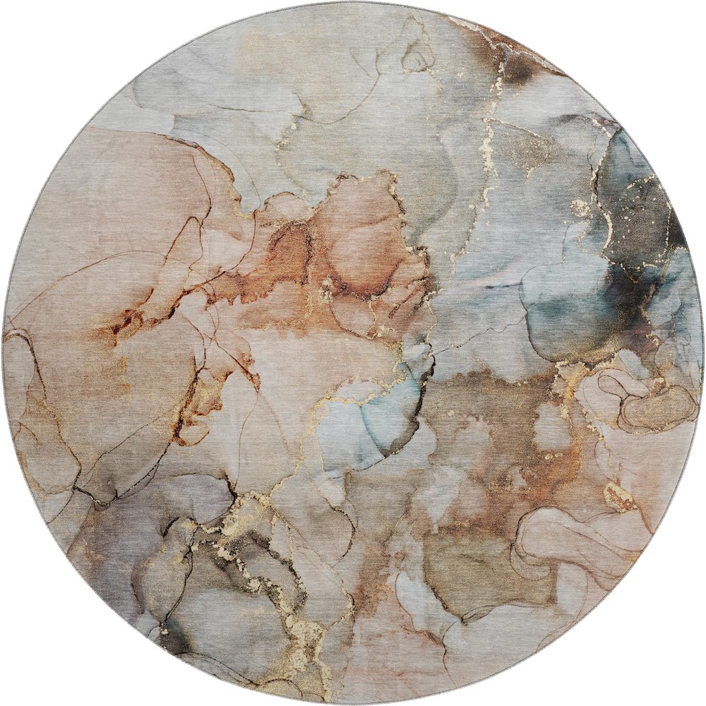 Premium Machine Washable Mayfield  Beige 8' x 8' Round Rug. Picture 1