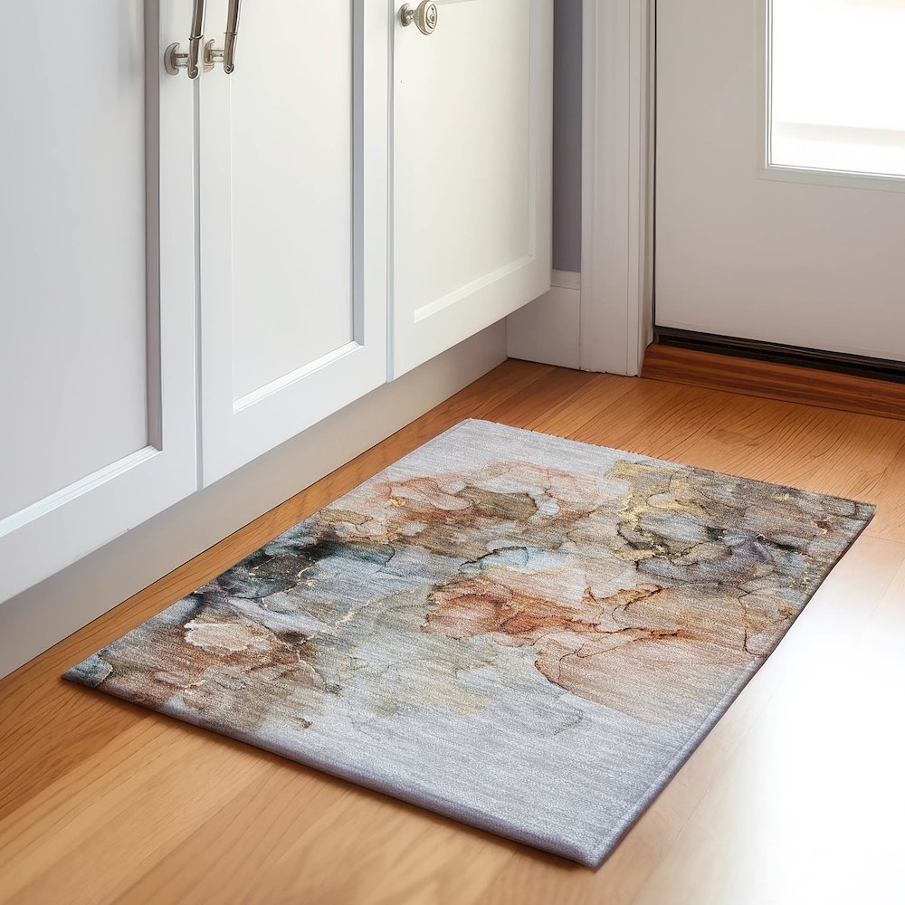 Premium Machine Washable Mayfield  Beige 1'8" x 2'6" Rug. Picture 5