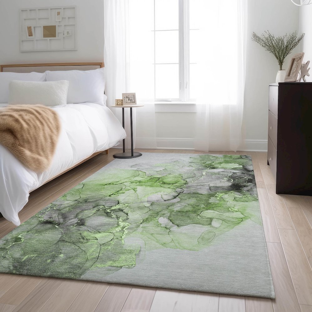 Premium Machine Washable Mayfield  Green 2'6" x 3'10" Rug. Picture 5