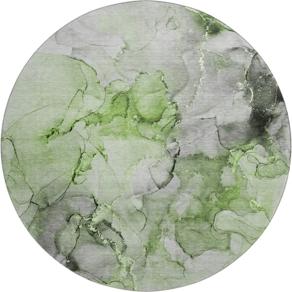 Premium Machine Washable Mayfield  Green 8' x 8' Round Rug. Picture 1
