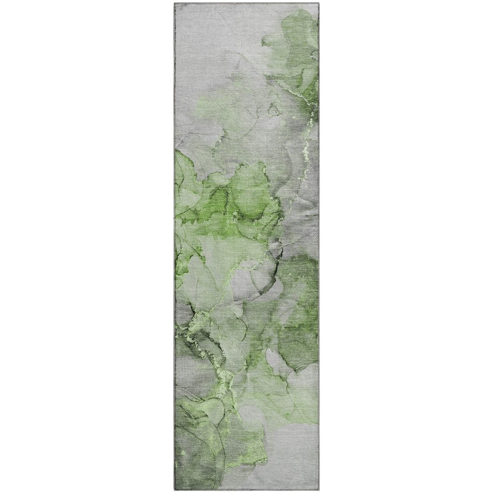 Premium Machine Washable Mayfield  Green 2'3" x 7'6" Runner Rug. Picture 1
