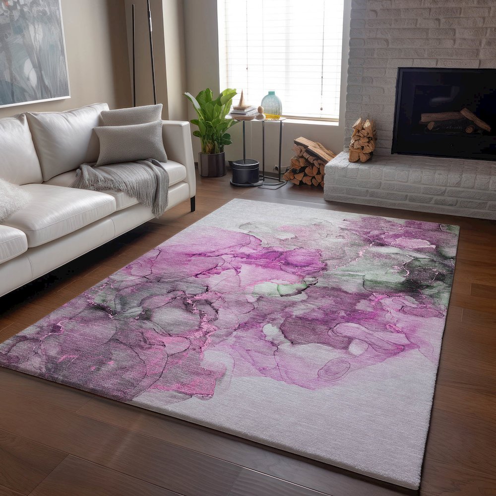 Premium Machine Washable Mayfield  Pink 2'6" x 3'10" Rug. Picture 6