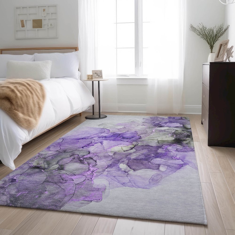Premium Machine Washable Mayfield  Purple 2'6" x 3'10" Rug. Picture 5