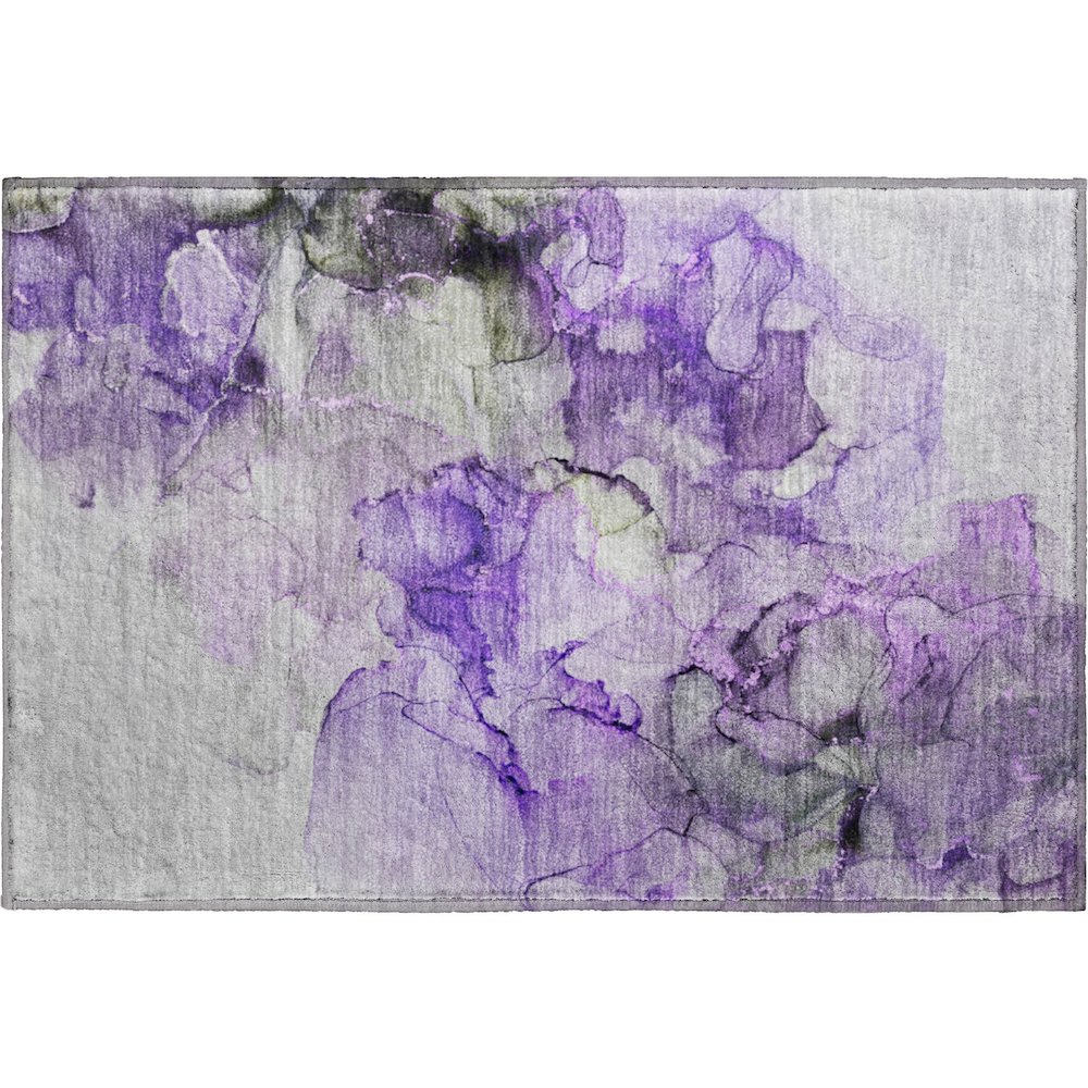 Premium Machine Washable Mayfield  Purple 1'8" x 2'6" Rug. Picture 1