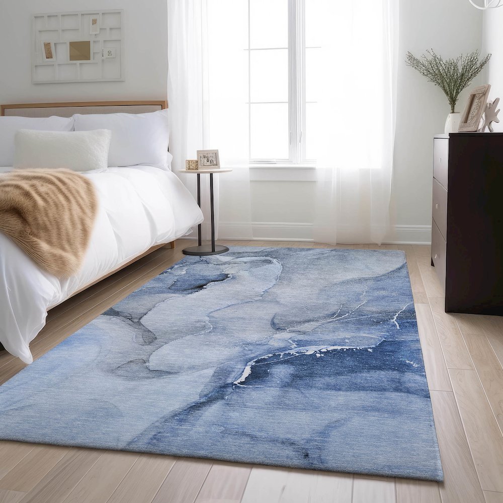 Premium Machine Washable Mayfield  Blue 2'6" x 3'10" Rug. Picture 5