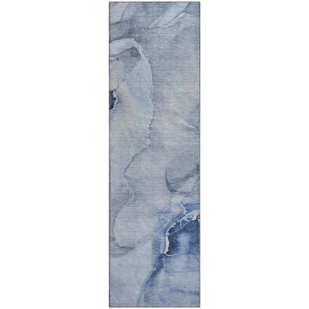 Premium Machine Washable Mayfield  Blue 2'3" x 7'6" Runner Rug. Picture 1