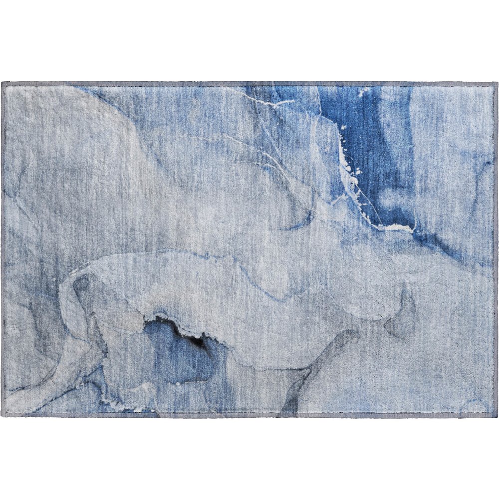Premium Machine Washable Mayfield  Blue 1'8" x 2'6" Rug. Picture 1