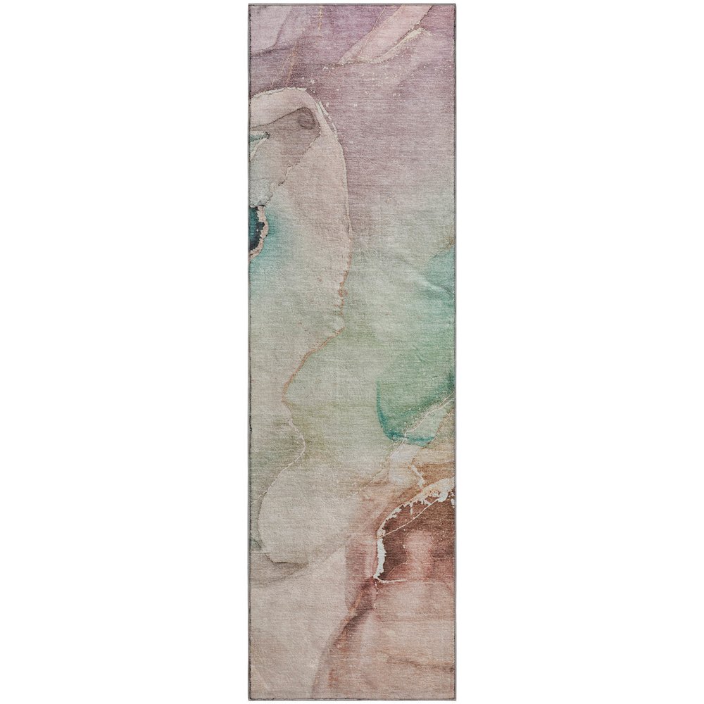 Premium Machine Washable Mayfield  Teal 2'3" x 7'6" Runner Rug. Picture 1