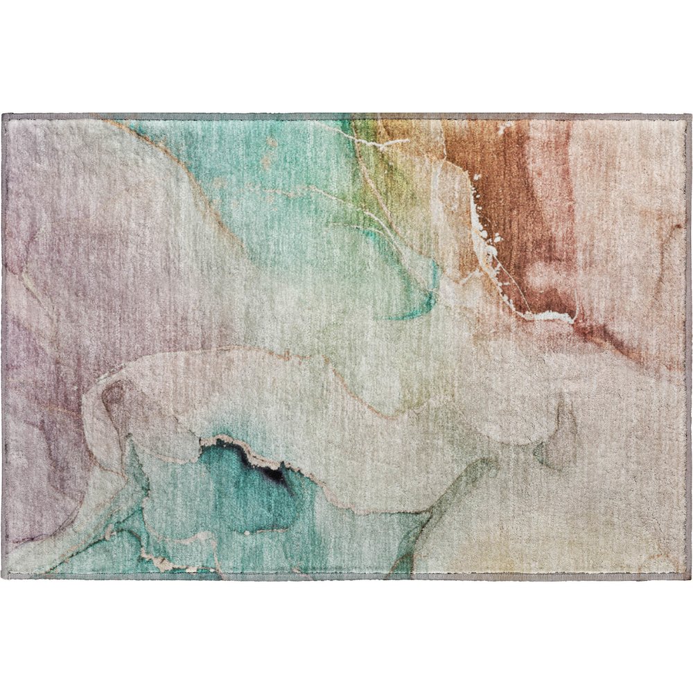 Premium Machine Washable Mayfield  Teal 1'8" x 2'6" Rug. Picture 1
