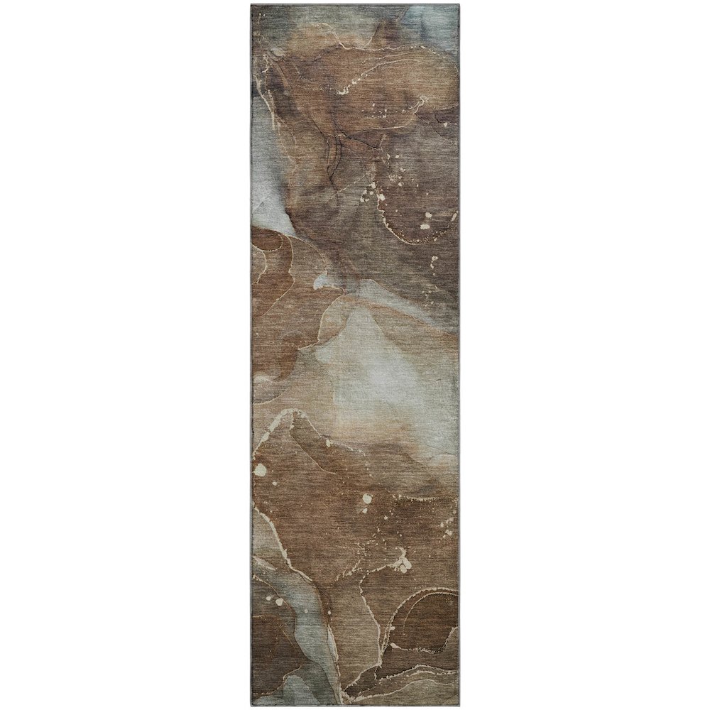 Premium Machine Washable Mayfield  Brown 2'3" x 7'6" Runner Rug. Picture 1