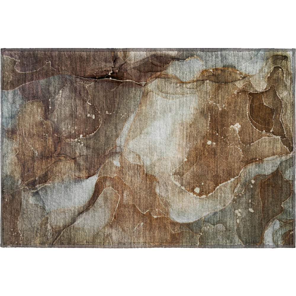 Premium Machine Washable Mayfield  Brown 1'8" x 2'6" Rug. Picture 1