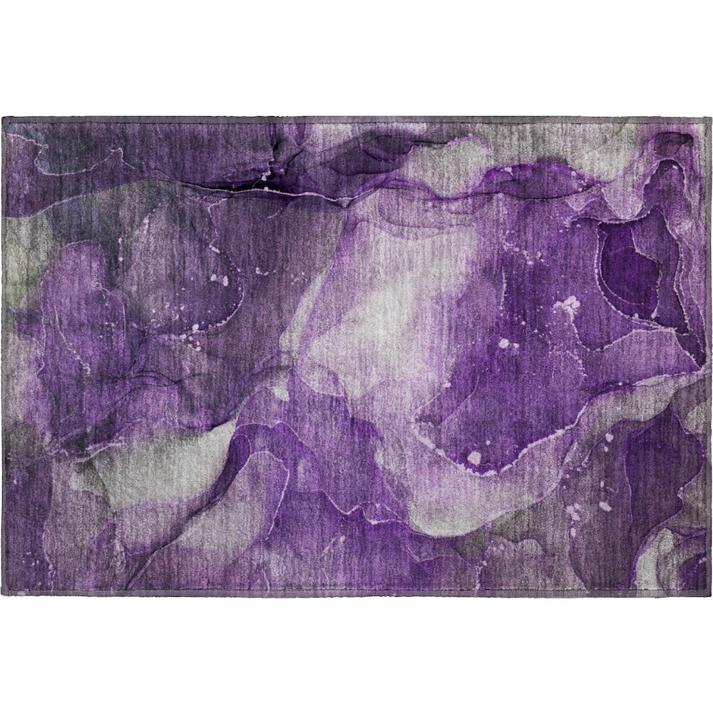 Premium Machine Washable Mayfield  Purple 1'8" x 2'6" Rug. Picture 1
