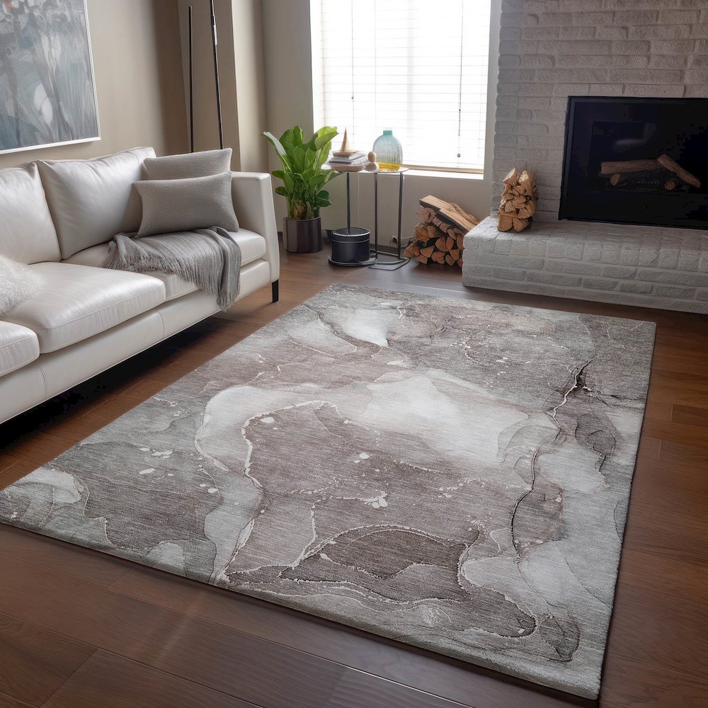 Premium Machine Washable Mayfield  Taupe 2'6" x 3'10" Rug. Picture 6